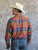 Rockmount Mens Orange/Blue 100% Cotton Flannel Plaid Western L/S Shirt