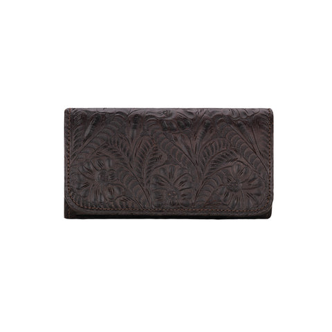 American West Chocolate Leather Trifold Wallet