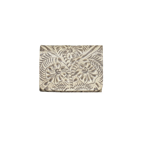 American West Small Sand Leather Tooled Trifold Wallet