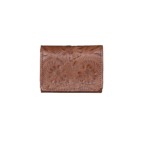 American West Small Antique Brown Leather Trifold Wallet