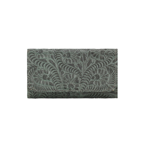 American West Marine Turquoise Leather Trifold Wallet