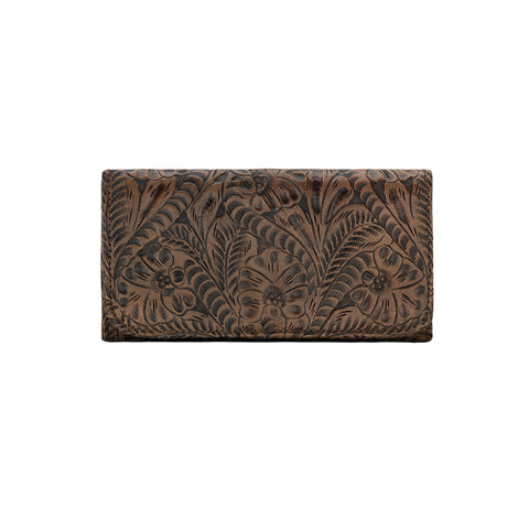 American West Distressed Charcoal Leather Trifold Wallet