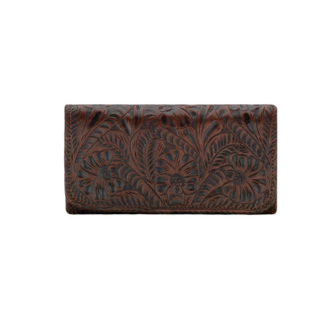 American West Chestnut Brown Leather Trifold Wallet