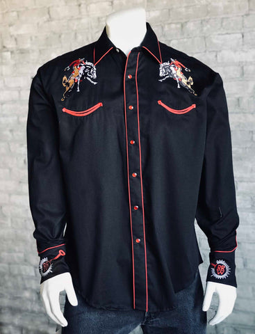 Rockmount Mens Black 100% Cotton Vintage Bronc L/S Shirt