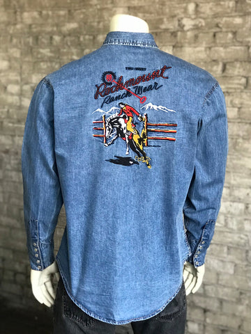 Rockmount Mens Denim 100% Cotton Vintage Bronc L/S Shirt