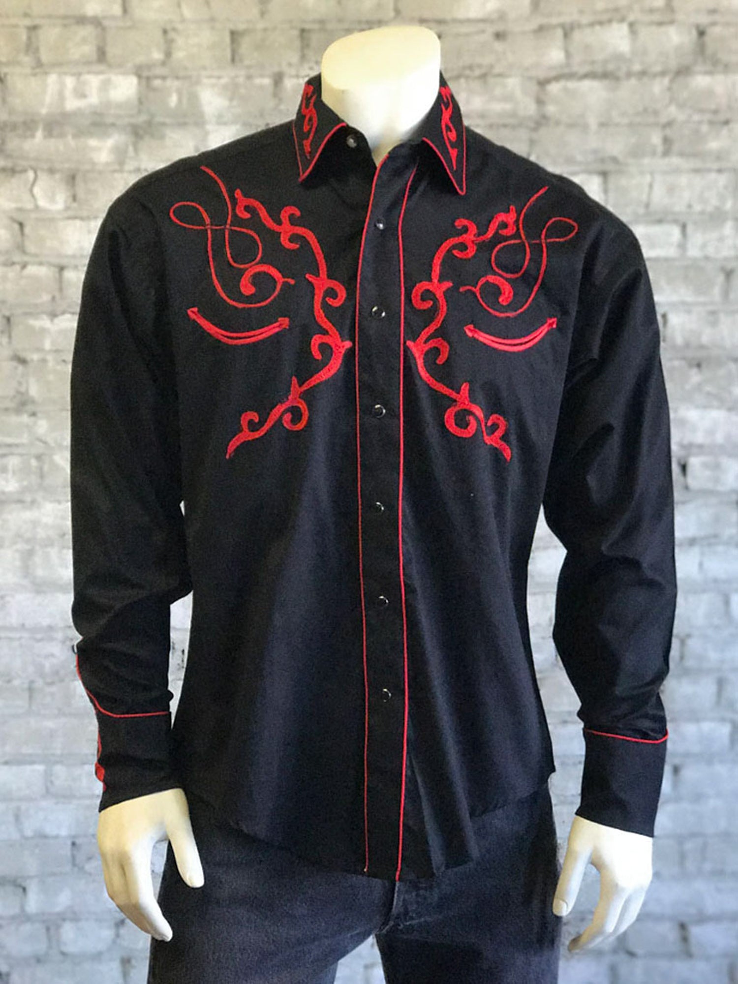 Black KAPITAL Silk Rayon Bone Wrangle Collar Shirt | SVD