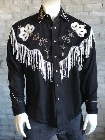 Rockmount Mens Black 100% Cotton Vintage Fringe Western L/S Shirt