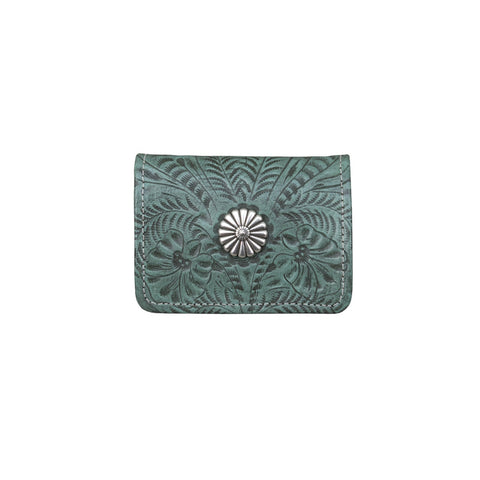 American West Small Marine Turquoise Leather Concho Trifold Wallet