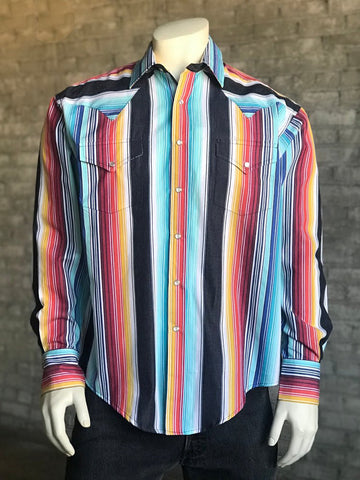 Rockmount Mens Multi-Color 100% Cotton Serape Stripe Western L/S Shirt