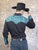 Rockmount Mens Black/Turquoise 100% Cotton Vintage Tooling Western L/S Shirt