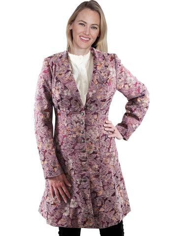 Scully Womens Rose Polyester Jacquard Frock Coat