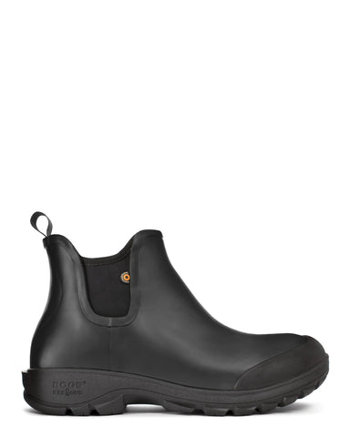Bogs Mens Black Rubber Sauvie Slip-On 5in WP Garden Boots