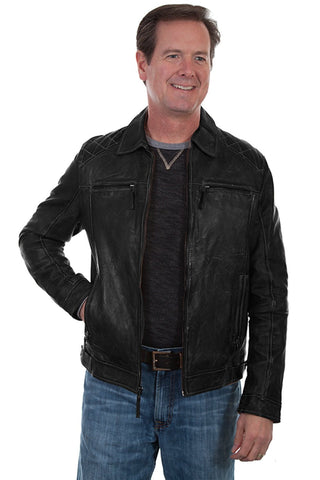 Scully Mens Black Lamb Leather Washed Jacket