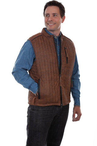 Scully Mens Brown Leather Two-Tone Vest