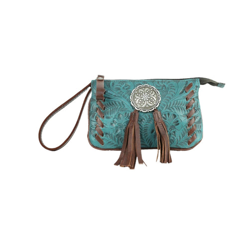 American West Lariats & Lace Dark Turquoise Leather Event Bag