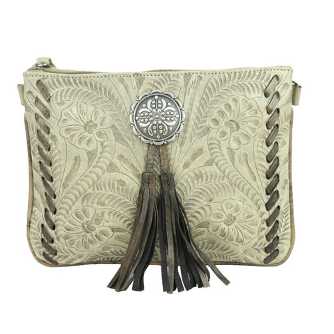 American West Lariats & Lace Sand Leather Crossbody Bag