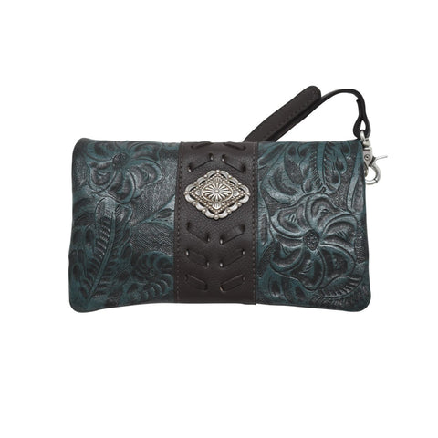 American West Grab-and-Go Dark Turquoise Leather Foldover Crossbody Bag