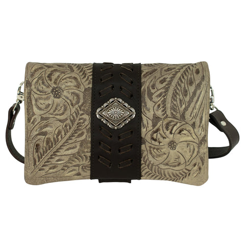 American West Grab-and-Go Sand Leather Foldover Crossbody Bag