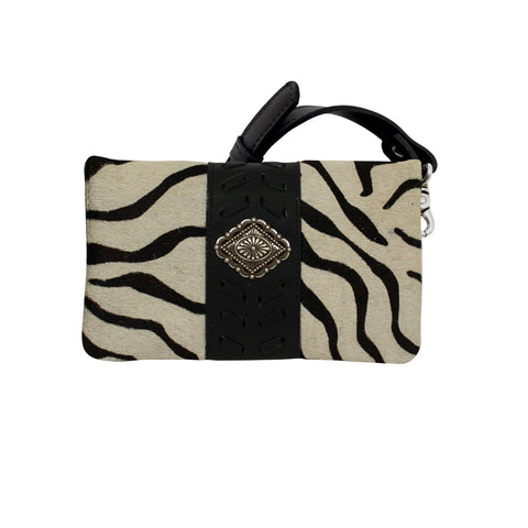 American West Grab-and-Go Zebra Hair-On Leather Foldover Crossbody Bag