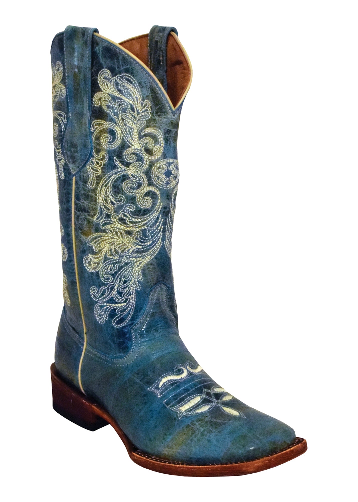 Ferrini Ladies Turquoise Leather Southern Charm S Toe Cowboy Boots The Western Company