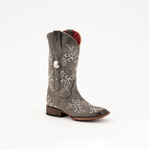Ferrini Womens Smoke Leather Bella S-Toe Concho Cowboy Boots