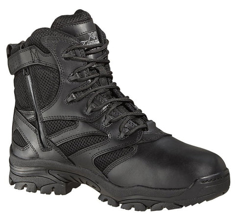 Thorogood Mens Tactical Black Leather Boots 6in Waterproof Side Zip
