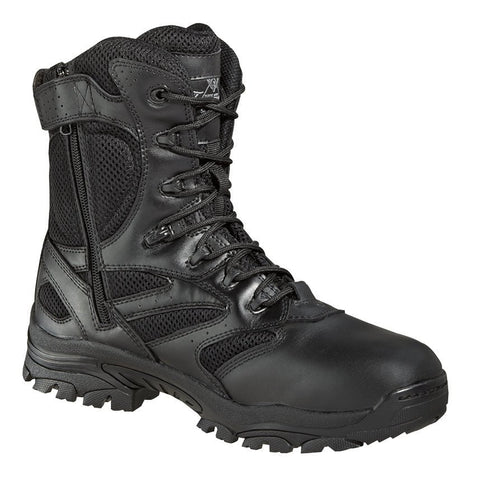Thorogood Mens Tactical Black Leather Boots 8in Waterproof Side Zip