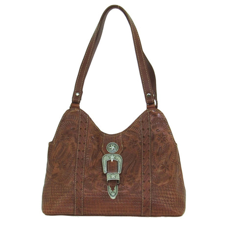 American West Retro Romance Antique Brown Leather Shoulder Bag