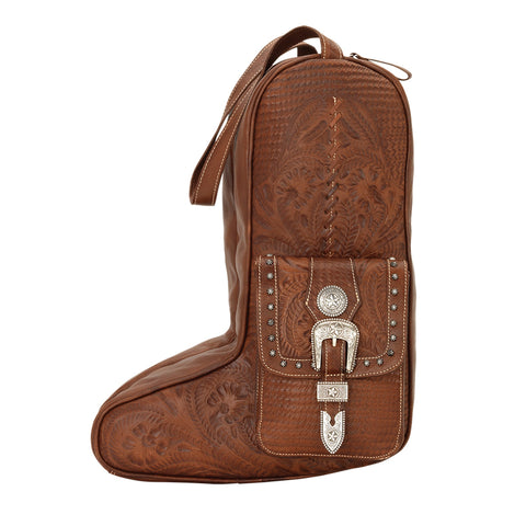 American West Retro Romance Antique Brown Leather Mens Boot Bag