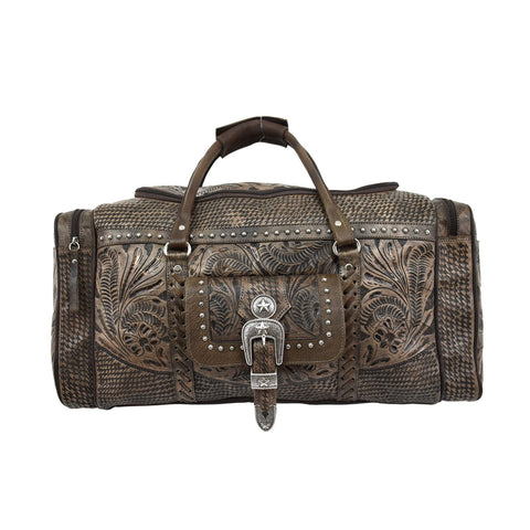 American West Retro Romance Distressed Charcoal Leather Rodeo Bag