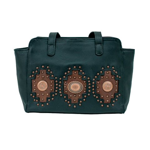 American West Midnight/Copper Leather CCS Zip Top Tote