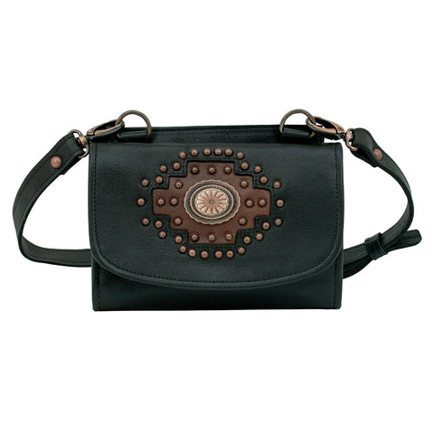 American West Midnight/Copper Leather Texas Two Step Crossbody Bag