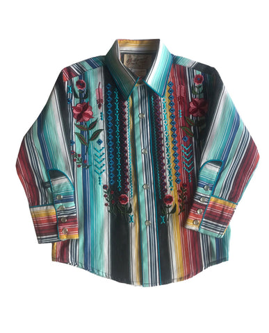 Rockmount Boys Multi-Color 100% Cotton Cascading Serape L/S Shirt