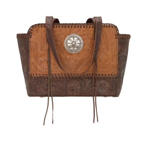 American West Annie's Secret Collection Natural Leather CCS Zip Top Tote