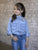 Rockmount Kids Girls Blue 100% Cotton Flying Swallow Denim L/S Shirt