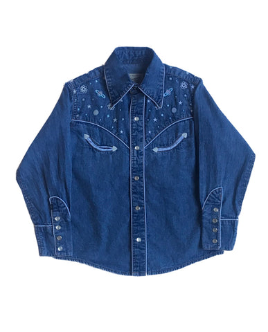 Rockmount Boys Denim 100% Cotton Out of this World Western L/S Shirt