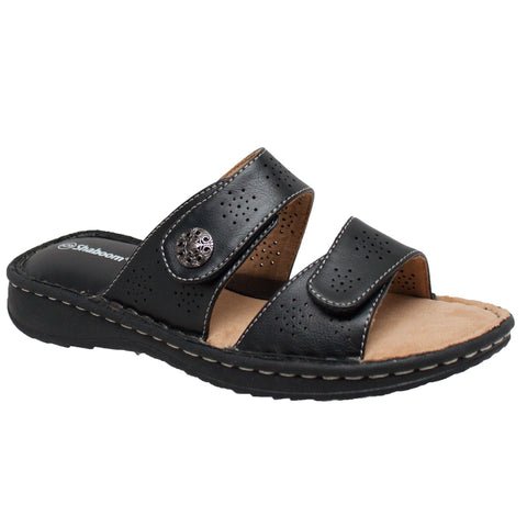 Shaboom Womens Black Comfort Slide Sandals PU