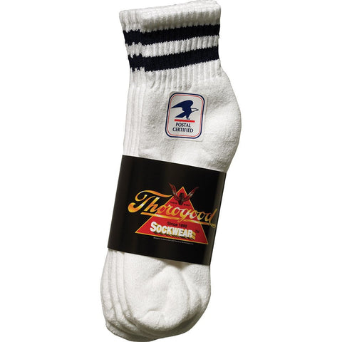 Thorogood Unisex Postal Blue White Cotton Blend 3 Pack Socks Mini Crew