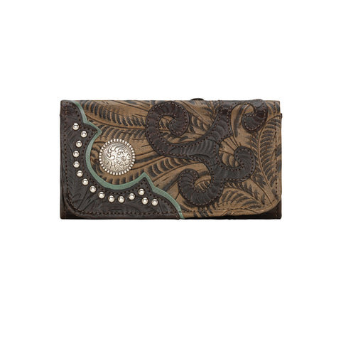 American West Annie Secret Collection Chocolate Leather Trifold Wallet