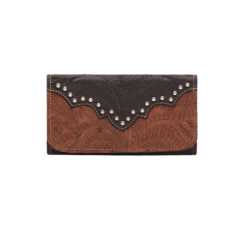 American West Annie's Secret Collection Antique Leather Trifold Wallet