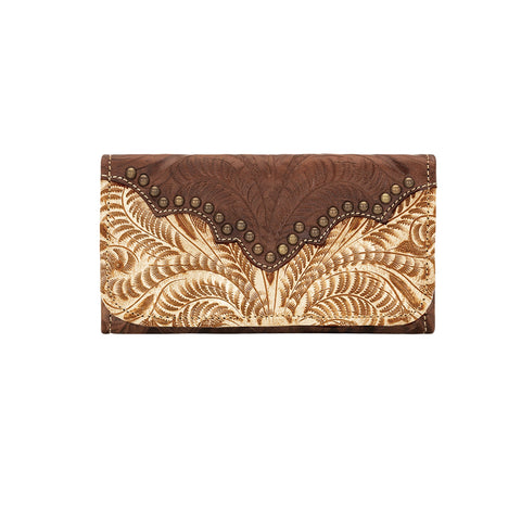 American West Annie's Secret Collection Cream Leather Trifold Wallet