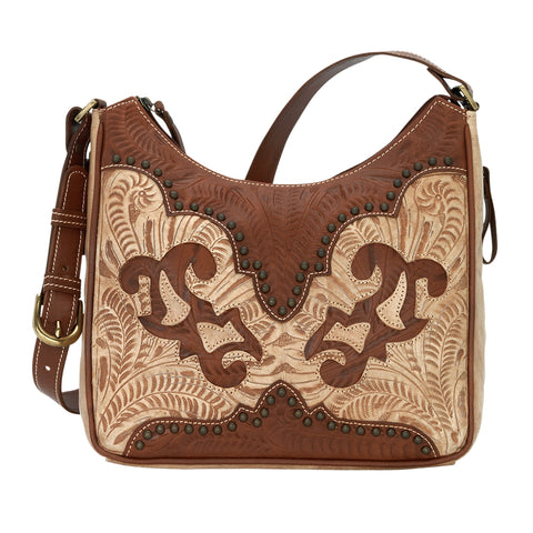 American West Annie's Secret Collection Cream Leather Shoulder Bag