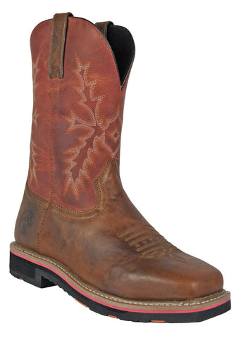 Hoss Boots Mens Cognac Red Leather Landon Western Work Boots