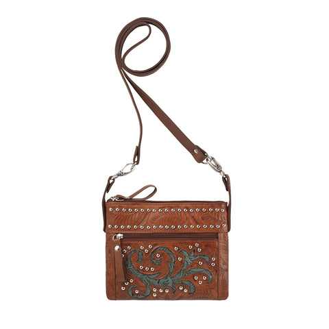 American West Trail Rider Antique Brown Leather Hip Crossbody Bag