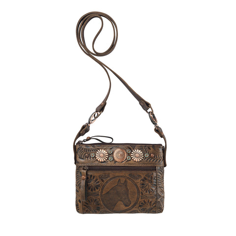 American West Trail Rider Charcoal Leather Hip Crossbody Bag
