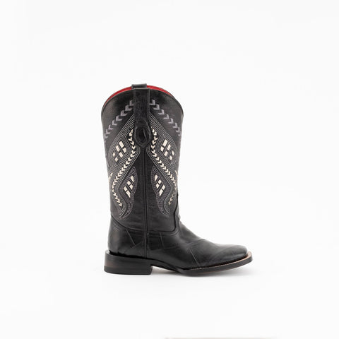 Ferrini Ladies Black Leather Jesse S-Toe Cowboy Boots
