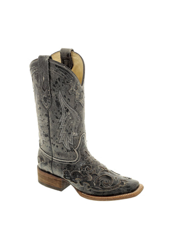 Corral Ladies Inlay Black Python/Cowhide Cowgirl Boots