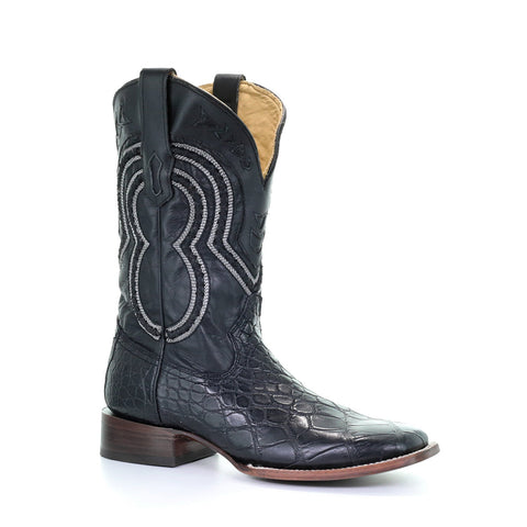 Corral Boots Mens Leather Alligator Black Square Toe Cowboy