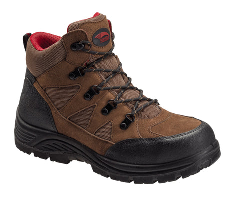 Avenger Mens Brown Leather Steel Toe 7242 Grid Work Boots