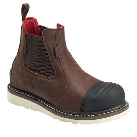 Avenger Mens Brown Leather Comp Toe 6in Wedge Romeo Work Boots